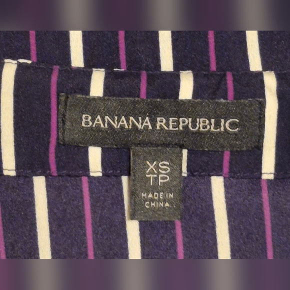 Banana Republic Stripe The Cuff Blouse Secret Plum - Picture 7 of 10